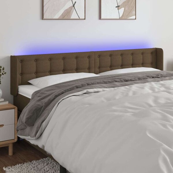 VIDAXL LED-es Ágyfejtámla - Sötétbarna Szövet - 203cm