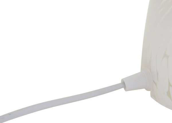 Lindby Hubi asztali lámpa, fehér, üveg, Ø 22 cm, gomba formájú, Fehér / opál, Nappali / Étkező, Üveg, Modern