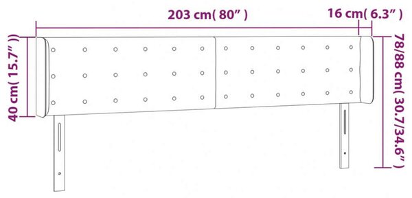 VIDAXL LED-es Ágyfejtámla - Sötétbarna Szövet - 203cm