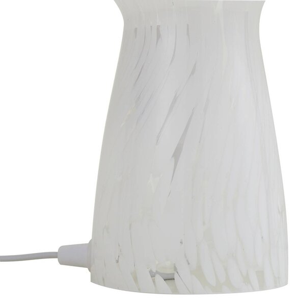 Lindby Hubi asztali lámpa, fehér, üveg, Ø 22 cm, gomba formájú, Fehér / opál, Nappali / Étkező, Üveg, Modern