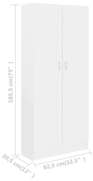 Fehér forgácslap könyvszekrény 82,5 x 30,5 x 185,5 cm