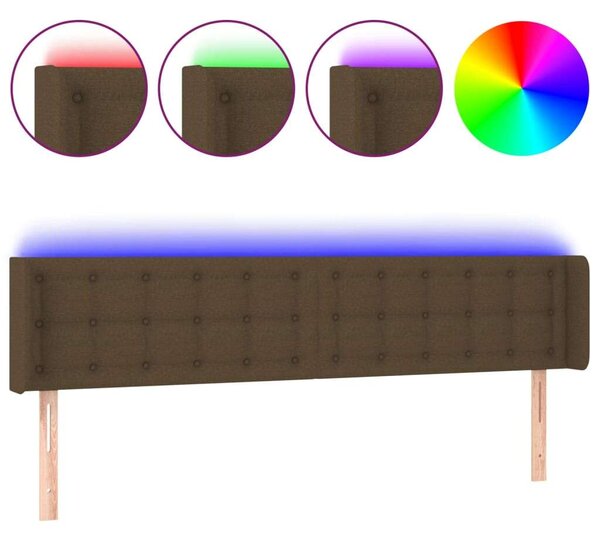VIDAXL LED-es Ágyfejtámla - Sötétbarna Szövet - 203cm