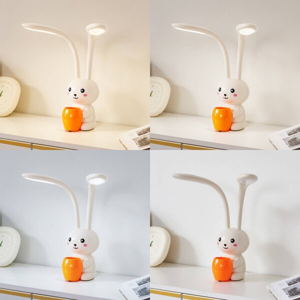 Lindby LED asztali lámpa Haas, bézs, műanyag,CCT,magasság39cm, dimmelhető, Krém / borostyánsárga, Gyermekszoba, Műanyag, Fiatalos életstílus