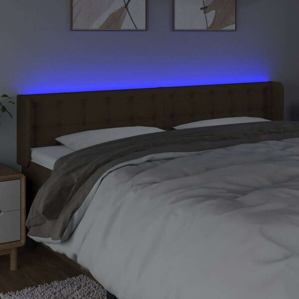 VIDAXL LED-es Ágyfejtámla - Sötétbarna Szövet - 203cm