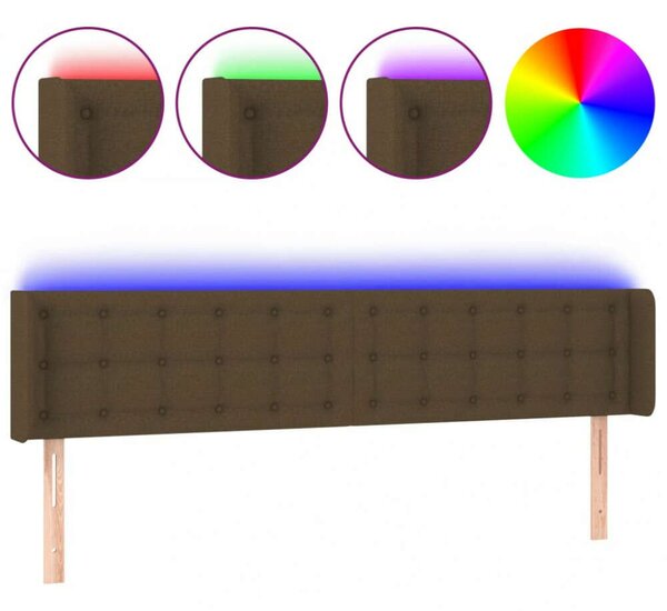 VIDAXL LED-es Ágyfejtámla - Sötétbarna Szövet - 203cm