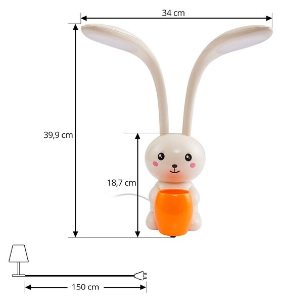 Lindby LED asztali lámpa Haas, bézs, műanyag,CCT,magasság39cm, dimmelhető, Krém / borostyánsárga, Gyermekszoba, Műanyag, Fiatalos életstílus