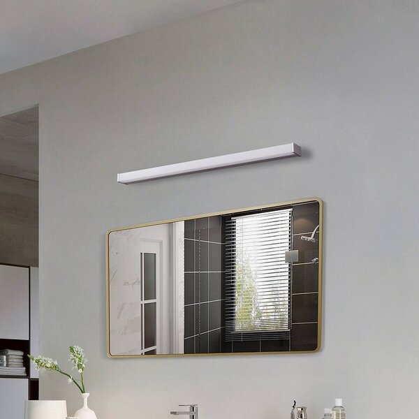 Lindby LED fali lámpa Philippa, szögletes, 89 cm, alumínium színű, IP44, Alu / szürke / cink, Fürdőszoba, Alumínium, Modern