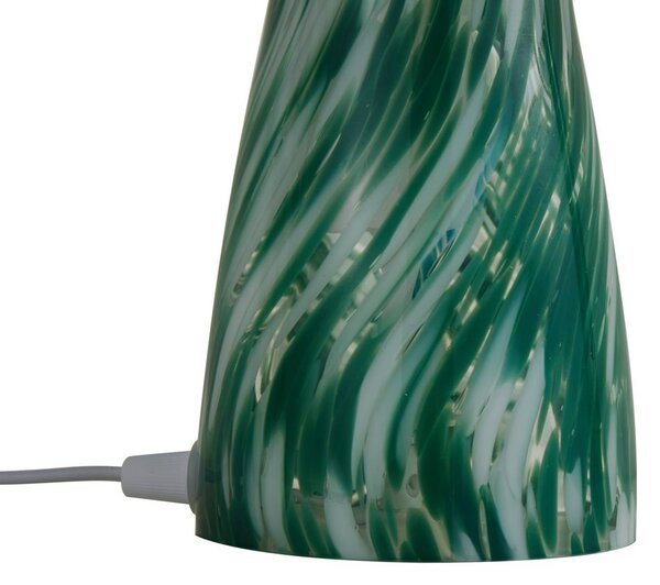 Lindby Hubi asztali lámpa, zöld, üveg, Ø 22 cm, gomba formájú, Zöld, Nappali / Étkező, Üveg, Modern