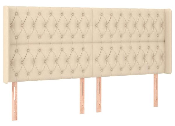 VIDAXL Fejtámla - Krémszín - Szövet - LED - 203x16x118/128cm