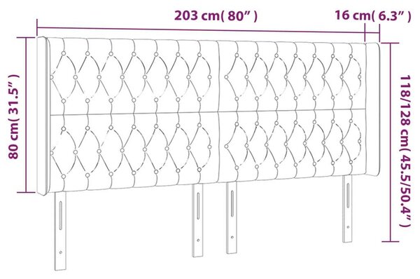 VIDAXL Fejtámla - Krémszín - Szövet - LED - 203x16x118/128cm