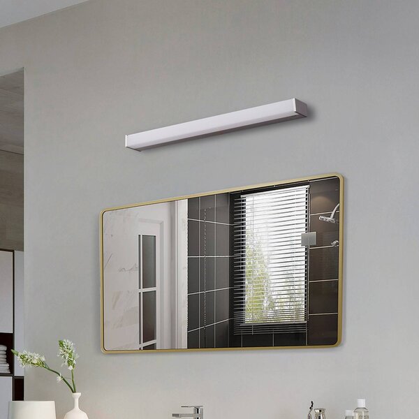 Lindby Philippa LED fali lámpa, szögletes, 59 cm, alumínium színű, IP44, Alu / szürke / cink, Fürdőszoba, Alumínium, Modern