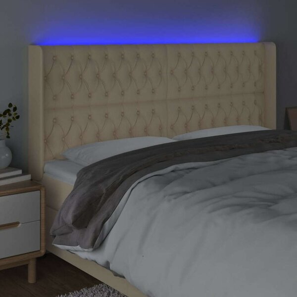 VIDAXL Fejtámla - Krémszín - Szövet - LED - 203x16x118/128cm