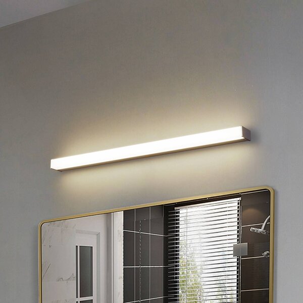Lindby LED fali lámpa Philippa, szögletes, 89 cm, alumínium színű, IP44, Alu / szürke / cink, Fürdőszoba, Alumínium, Modern