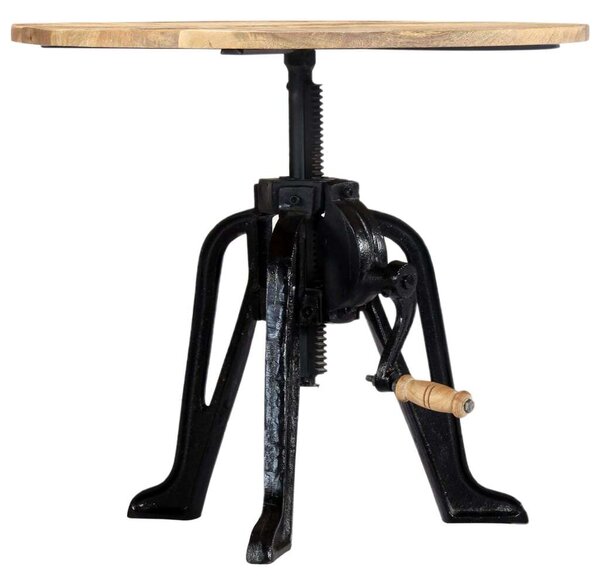 Tömör mangófa és öntöttvas kisasztal 60 x (46-63) cm
