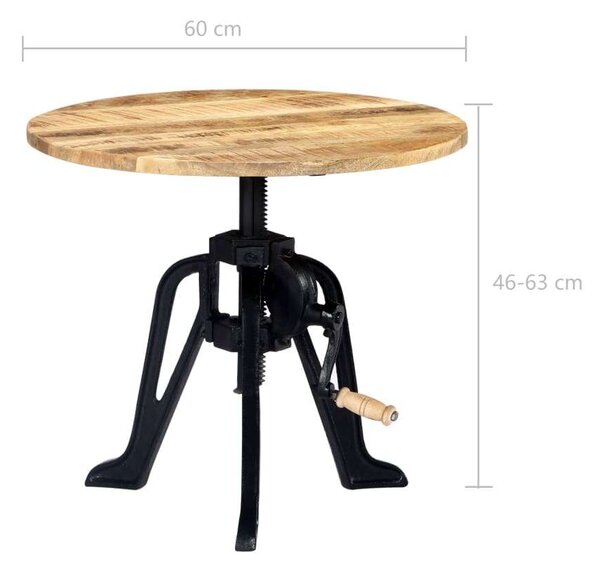 Tömör mangófa és öntöttvas kisasztal 60 x (46-63) cm