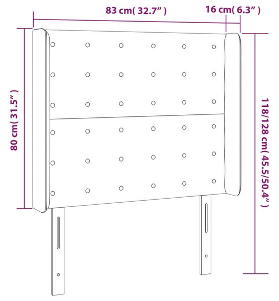LED-es Fejtámla - Műbőr - Fekete - 83x16x118/128cm