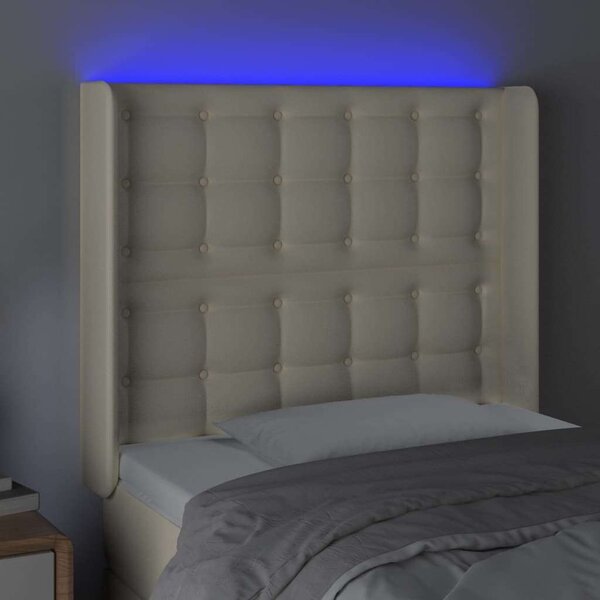 Krémszínű műbőr led-es fejtámla 83x16x118/128 cm