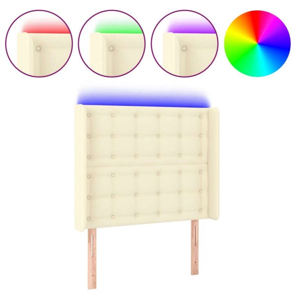 Krémszínű műbőr led-es fejtámla 83x16x118/128 cm
