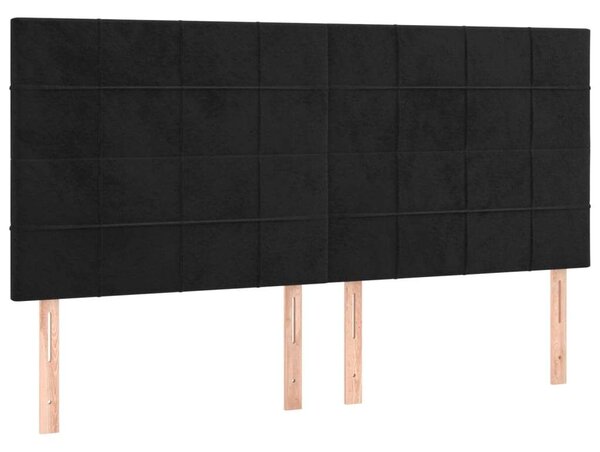 4 db Fekete Bársony Fejtámla - 100x5x78/88 cm
