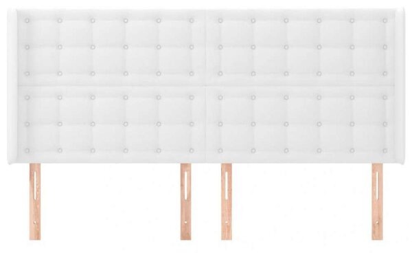 Fehér műbőr fejtámla szárnyakkal 203x16x118/128 cm