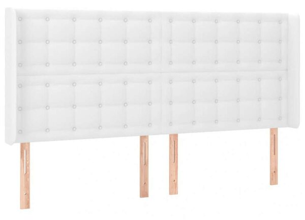 Fehér műbőr fejtámla szárnyakkal 203x16x118/128 cm