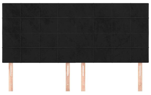 4 db Fekete Bársony Fejtámla - 100x5x78/88 cm