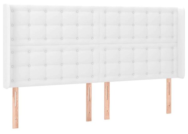 Fehér műbőr fejtámla szárnyakkal 203x16x118/128 cm