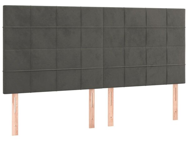 4 db Sötétszürke Bársony Ágyfejtámla - 100x5x78/88 cm