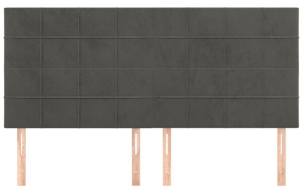 4 db Sötétszürke Bársony Ágyfejtámla - 100x5x78/88 cm