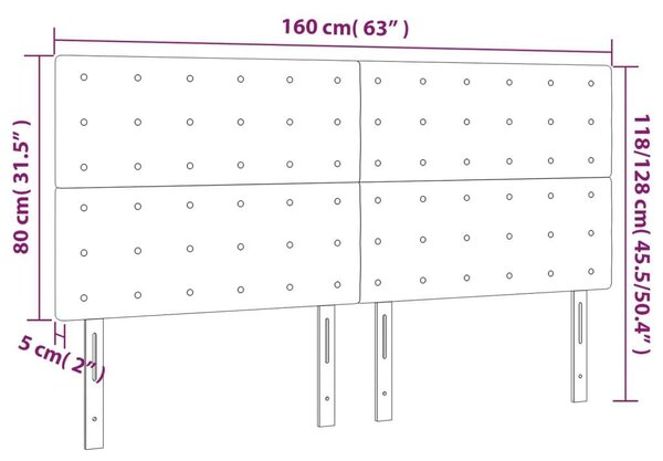 Fekete műbőr led-es fejtámla 160x5x118/128 cm