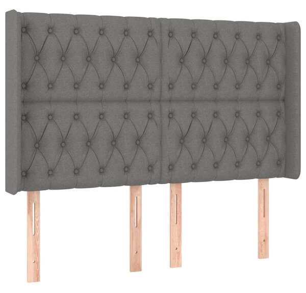 Modern Szövet Fejtámla Szárnyakkal - Sötétszürke - 147x16x118/128cm