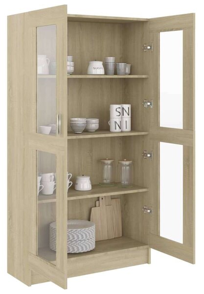 VidaXL vitrinszekrény 82,5x30,5x150 cm, sonoma-tölgy , forgácslap