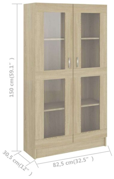 VidaXL vitrinszekrény 82,5x30,5x150 cm, sonoma-tölgy , forgácslap