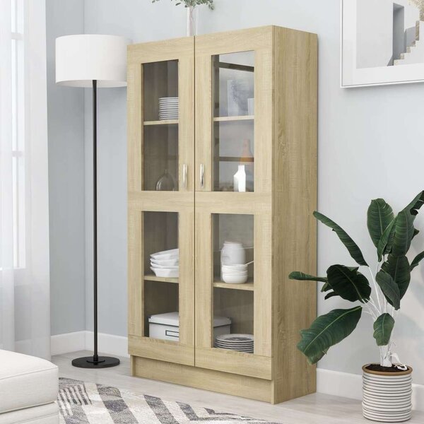 VidaXL vitrinszekrény 82,5x30,5x150 cm, sonoma-tölgy , forgácslap