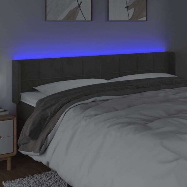 Bársony LED Fejtámla - Sötétszürke - 183cm