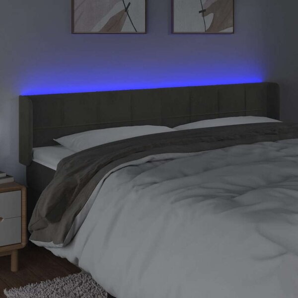 Bársony LED Fejtámla - Sötétszürke - 183cm