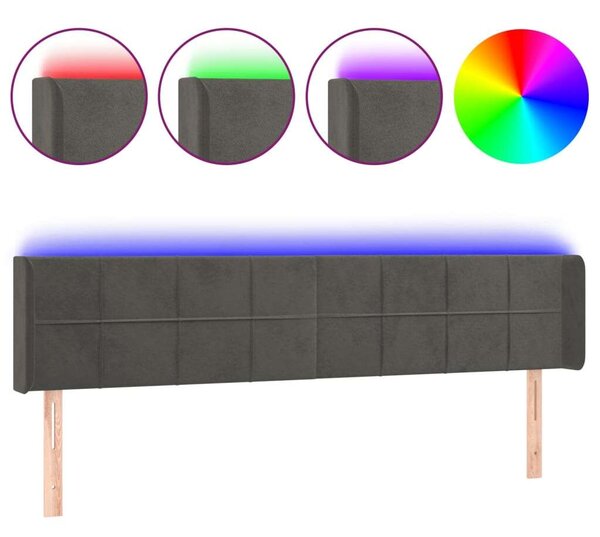 Bársony LED Fejtámla - Sötétszürke - 183cm
