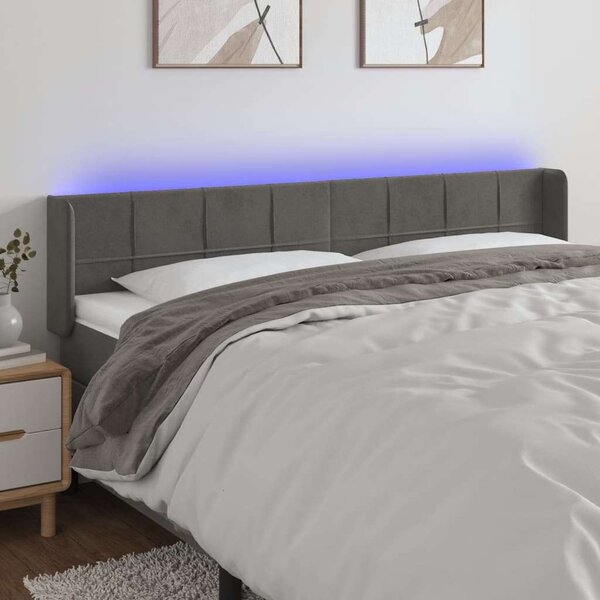 Bársony LED Fejtámla - Sötétszürke - 183cm