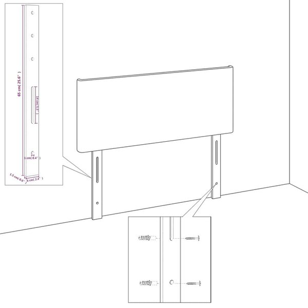 4 db Fekete Szövet Fejtámla - 72x7x78/88 cm