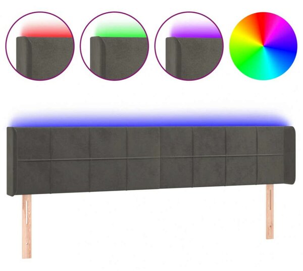 Bársony LED Fejtámla - Sötétszürke - 183cm