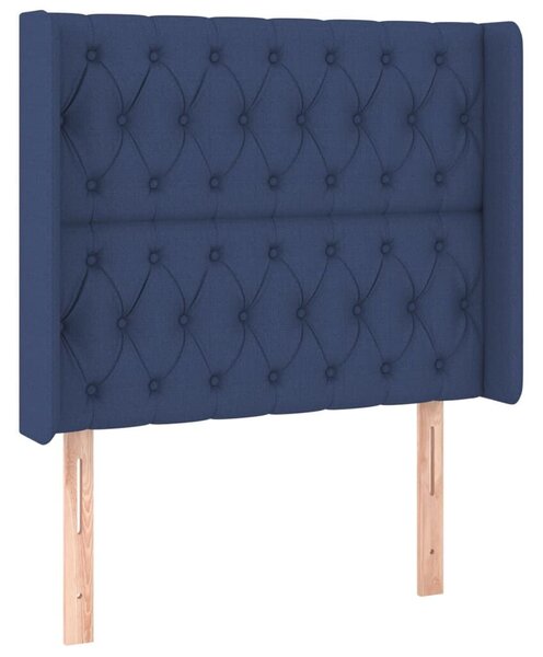 Elegáns Kék Szövet Fejtámla Szárnyakkal - 103x16x118/128 cm