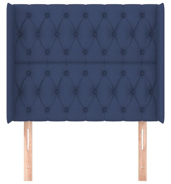 Elegáns Kék Szövet Fejtámla Szárnyakkal - 103x16x118/128 cm