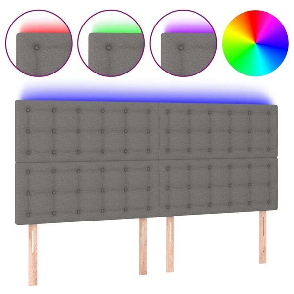 Sötétszürke szövet led-es fejtámla 200x5x118/128 cm