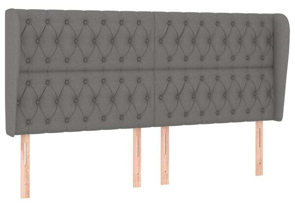 VIDAXL Szövet Fejtámla Szárnyakkal - Sötétszürke - 203x23x118/128 cm