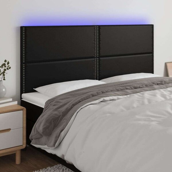 Fekete műbőr led-es fejtámla 180x5x118/128 cm