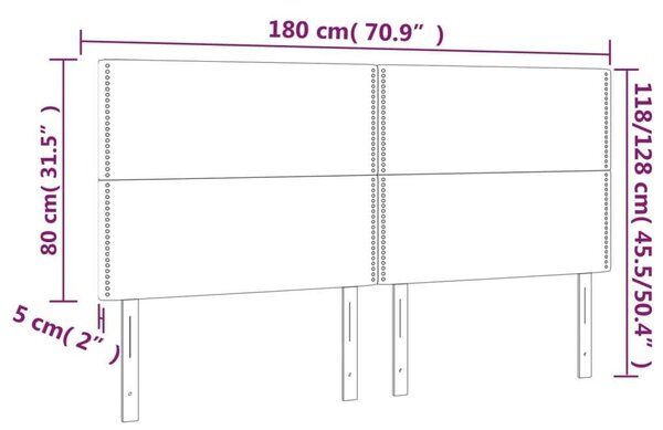 Fekete műbőr led-es fejtámla 180x5x118/128 cm