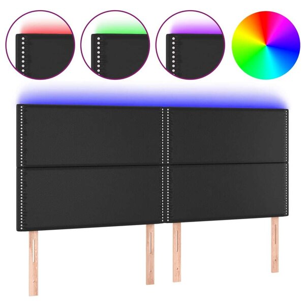 Fekete műbőr led-es fejtámla 180x5x118/128 cm