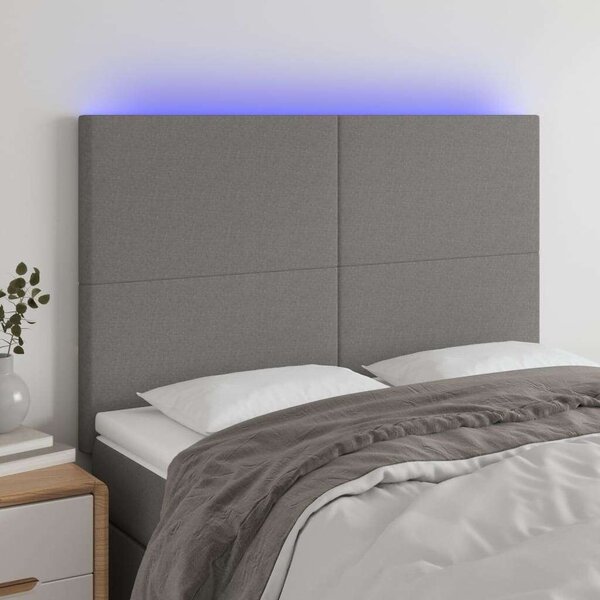 LED-es Fejtámla - Sötétszürke Szövet - 144x5x118/128cm