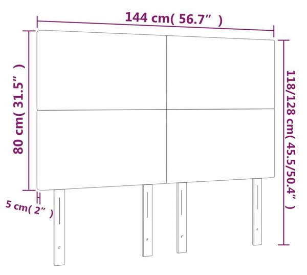 Bársony Fejtámla - Világosszürke - 4 db - 72x5x78/88cm
