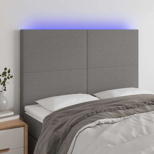 LED-es Fejtámla - Sötétszürke Szövet - 144x5x118/128cm